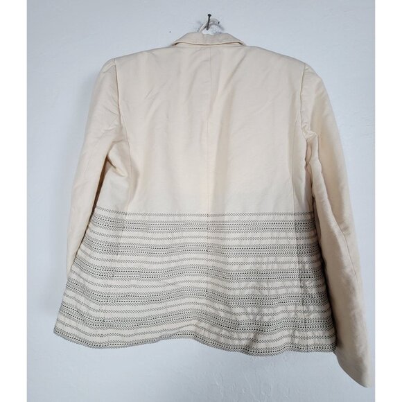 Piazza Sempione Womens Striped Beige One Button Blazer Size 46 Stretch Italy - Picture 2 of 10